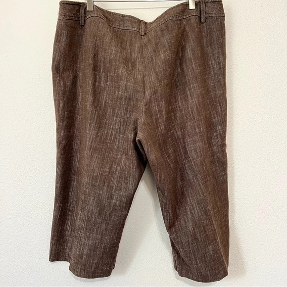 Sandro Wide Leg Cropped Pants Textured Stretch Cotton Brown Women’s Size 18W - Picture 7 of 9